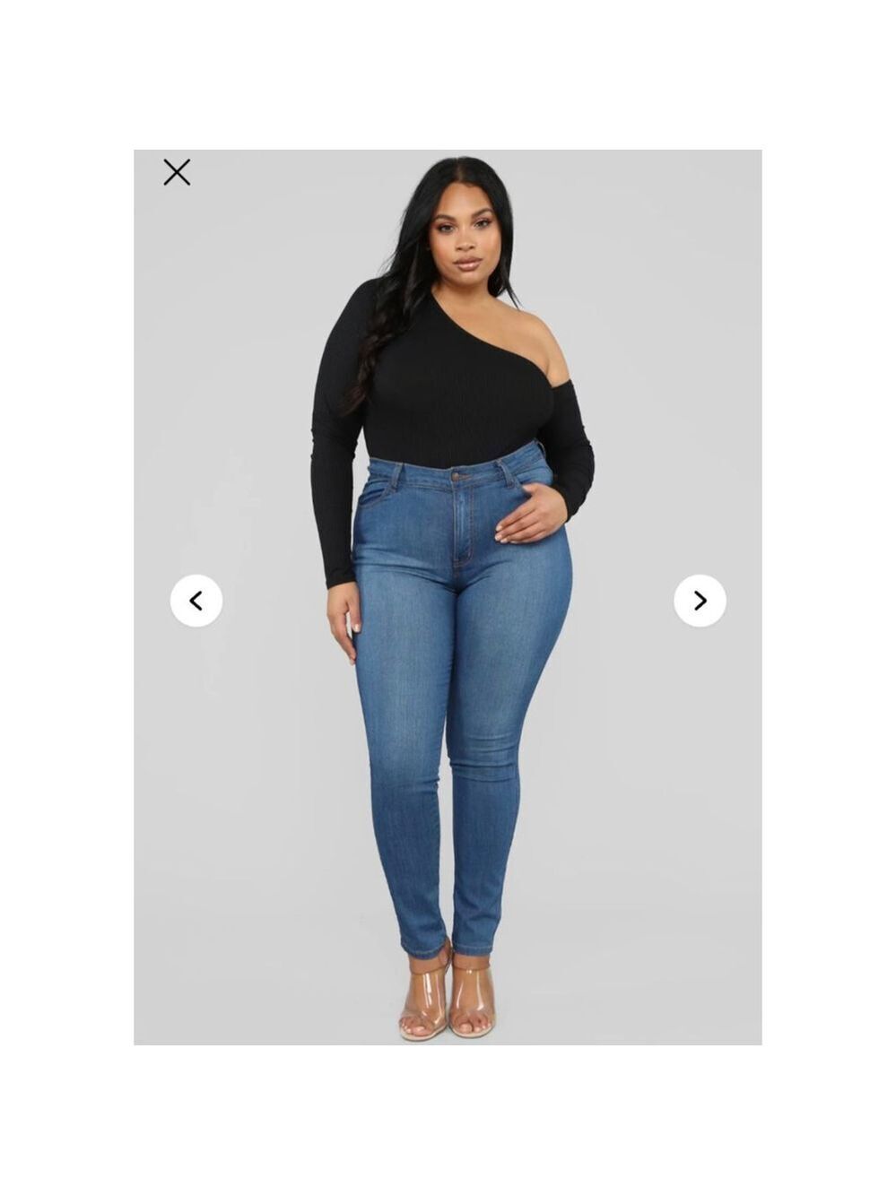Fashion Nova riskbit all Bodysuit Size 1X Black One Shoulder Long Sleeve
